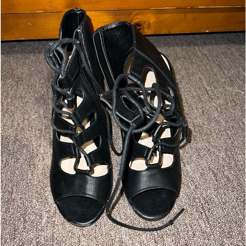 Black lace up heels